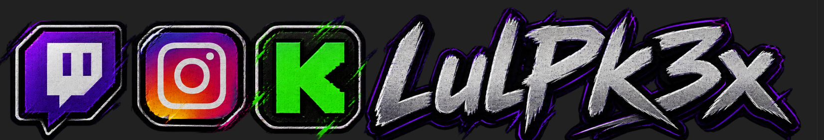 LULPK3X social media banner with Twitch, Instagram, and Kick icons